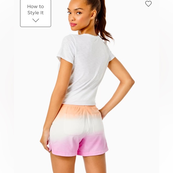 NWT Lilly Pulitzer Ombre 5” Kylar Knit Short Size M, L Color Cantaloupe Dip Dye - Picture 2 of 8